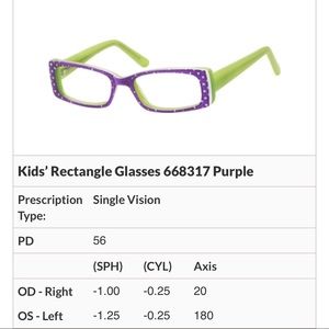 Cute purple eyeglasses for little girl